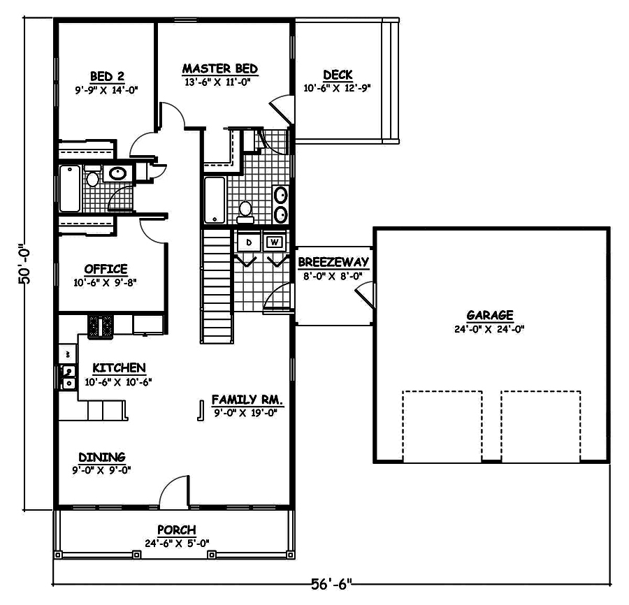 Floor Plan First Story of Cottage Plan #200-1010