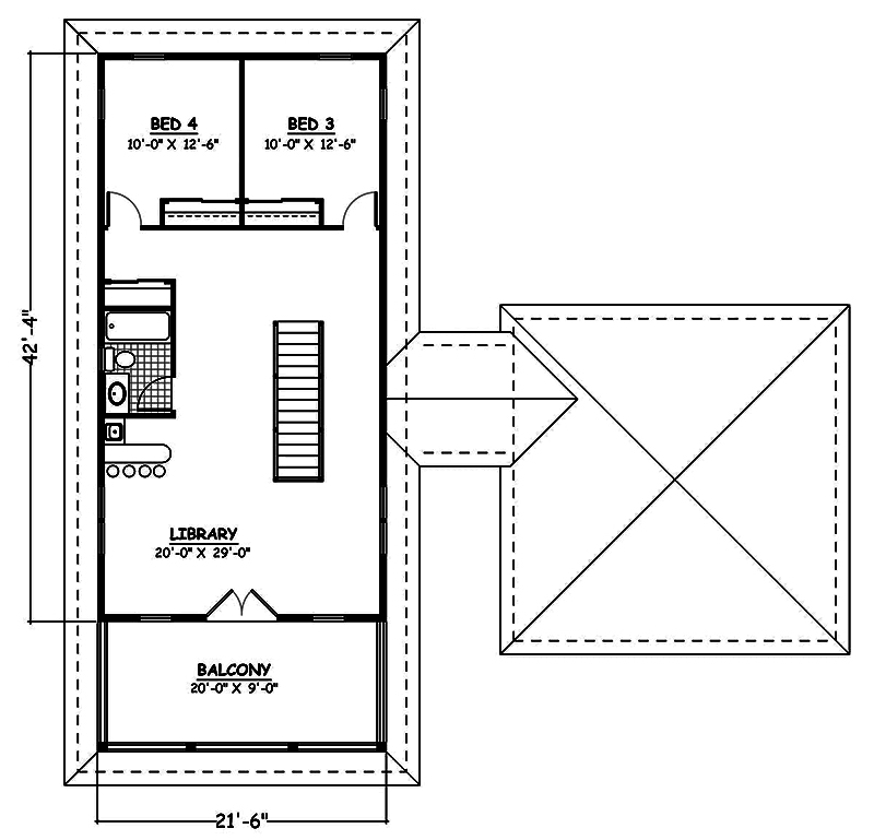 Floor Plan Second Story of Cottage Plan #200-1010