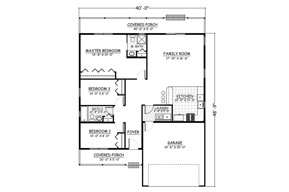 Floor Plan First Story of Cottage Plan #200-1011