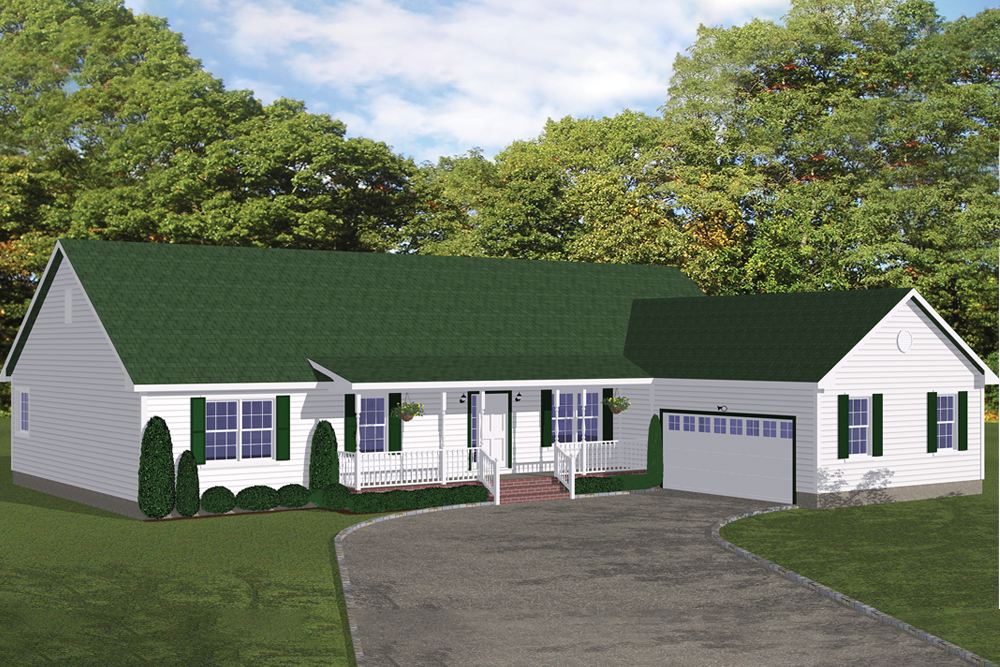 Front elevation of Ranch home (ThePlanCollection: House Plan #200-1012)
