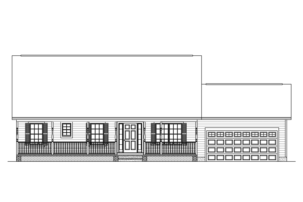 Home Plan Front Elevation of this 3-Bedroom,1268 Sq Ft Plan -200-1013