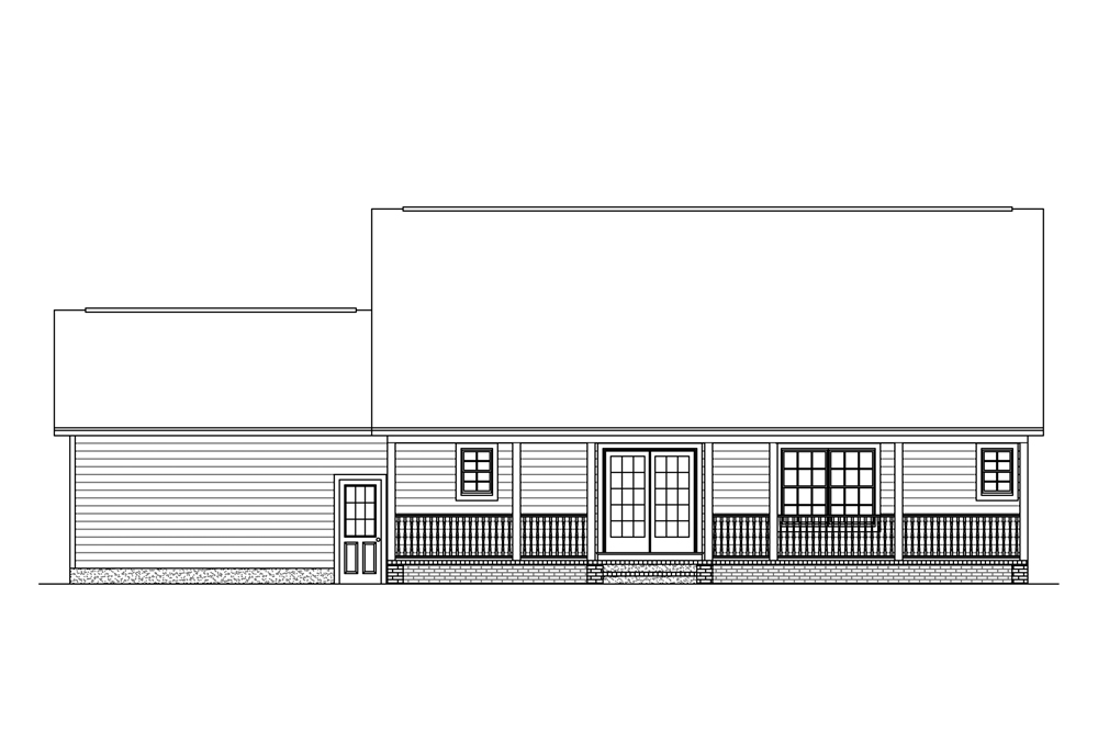 Home Plan Rear Elevation of this 3-Bedroom,1268 Sq Ft Plan -200-1013