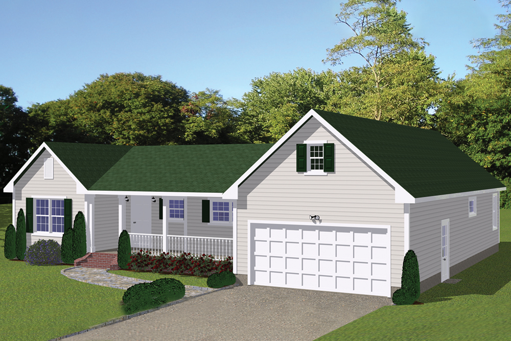 Front elevation of Ranch home (ThePlanCollection: House Plan #200-1015)