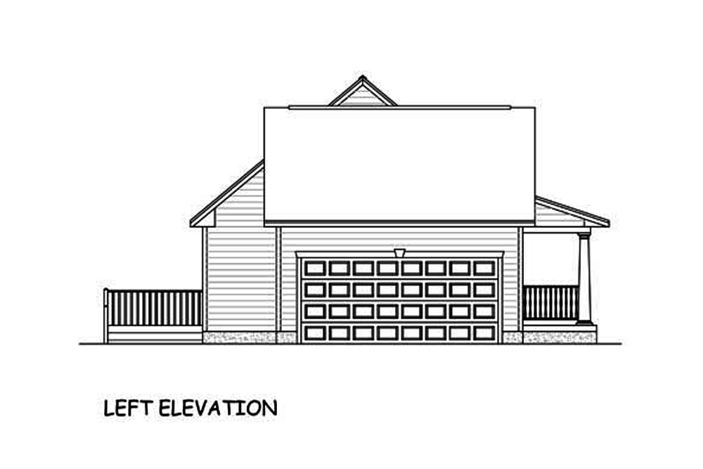 Home Plan Left Elevation of this 2-Bedroom,1085 Sq Ft Plan -200-1017