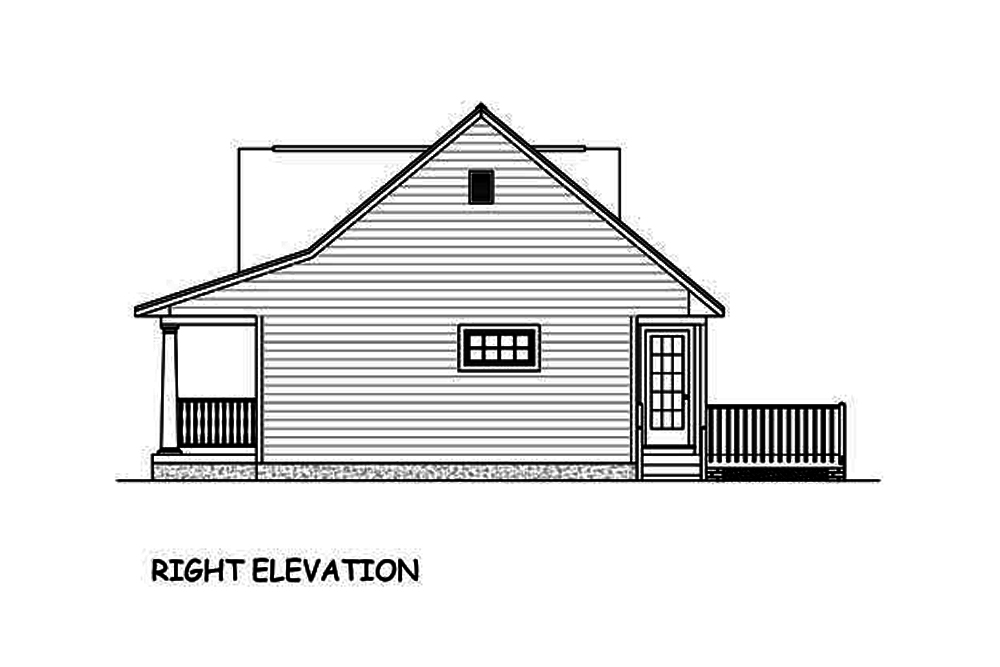 Home Plan Right Elevation of this 2-Bedroom,1085 Sq Ft Plan -200-1017