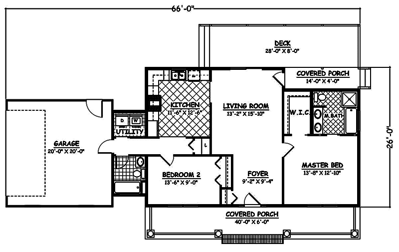 Floor Plan First Story of Cottage Plan #200-1017