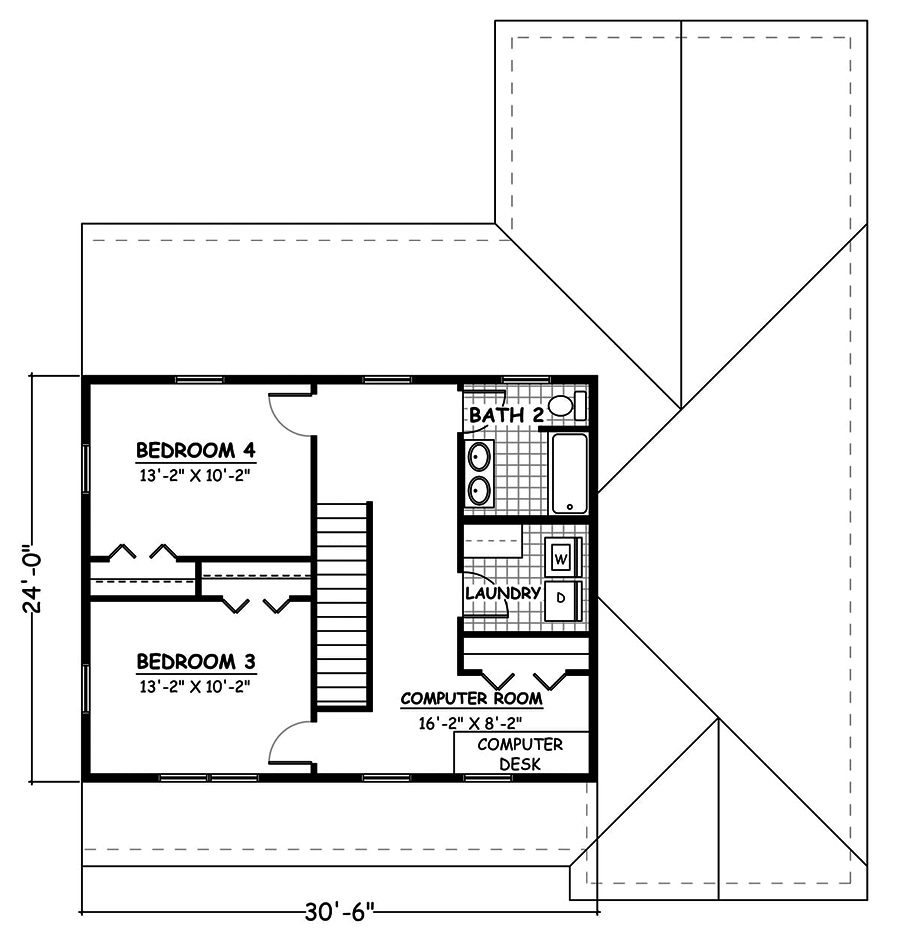 Floor Plan Second Story of Farmhouse Plan #200-1019