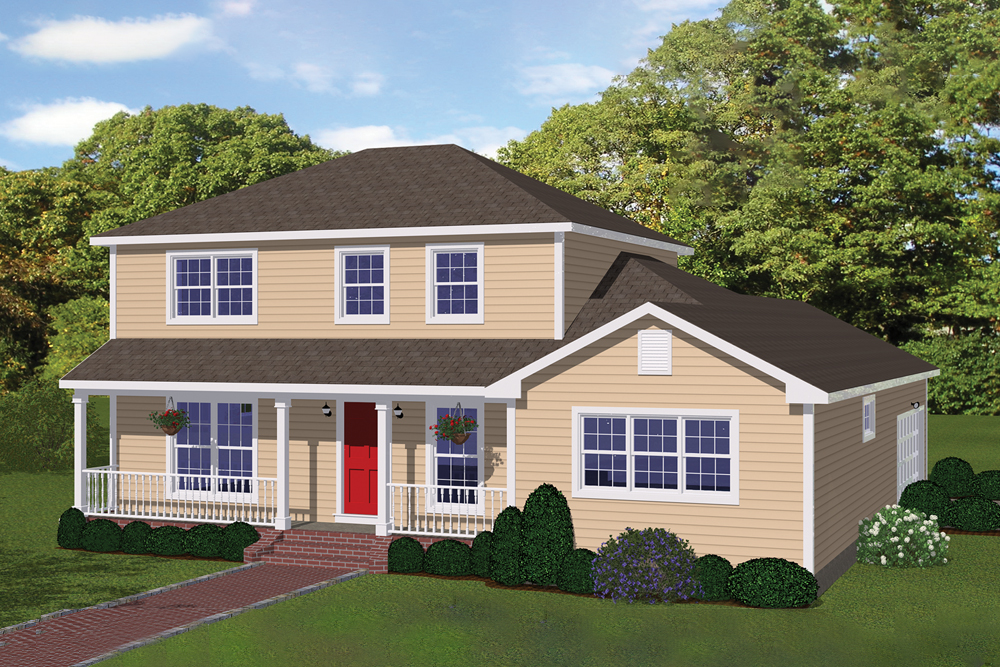 Front elevation of Farmhouse home (ThePlanCollection: House Plan #200-1019)