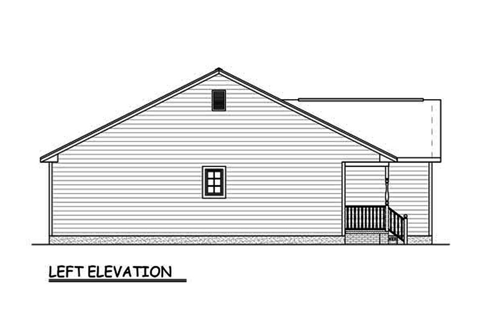 Home Plan Left Elevation of this 3-Bedroom,1198 Sq Ft Plan -200-1021