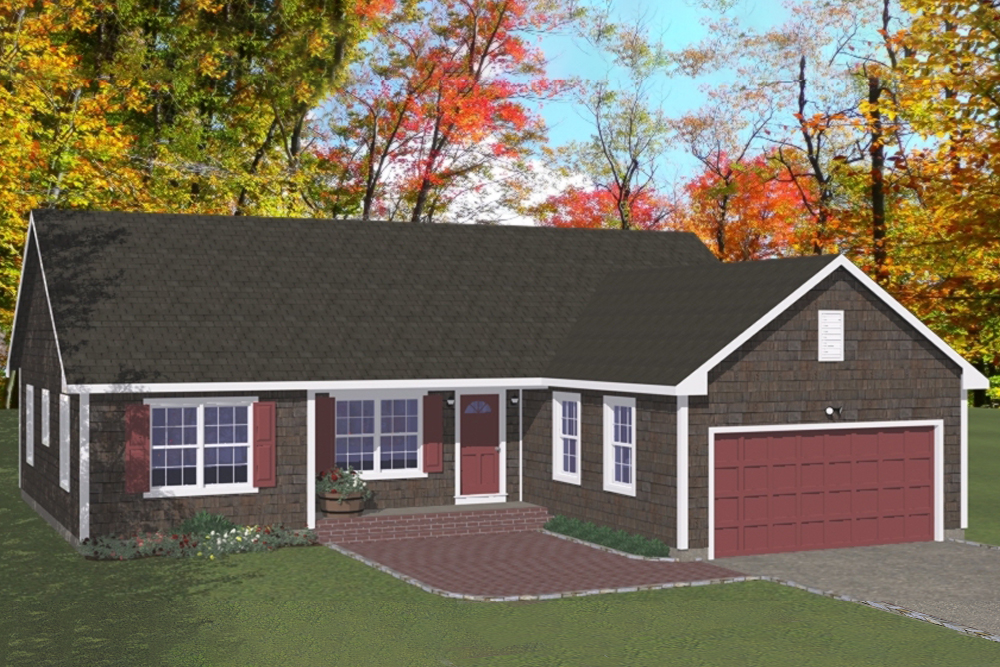Front View of this 3-Bedroom, 1380 Sq Ft Plan - 200-1023