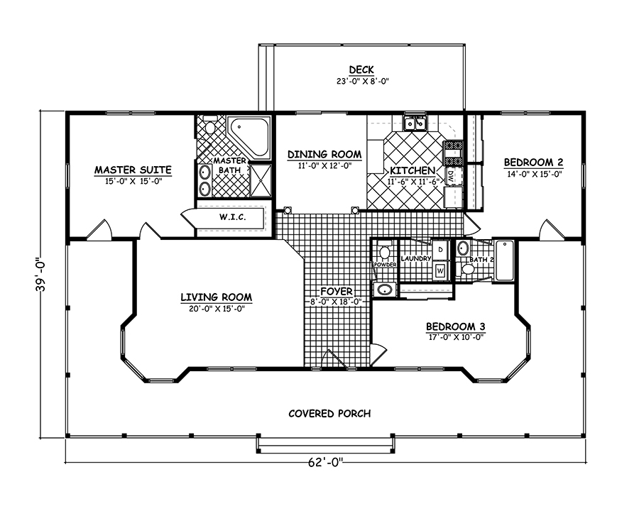 Floor Plan First Story of Farmhouse Plan #200-1024