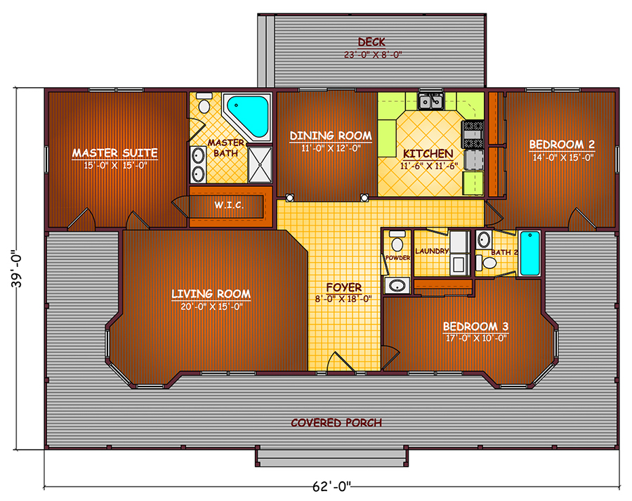 Floor Plan First Story of Farmhouse Plan #200-1024