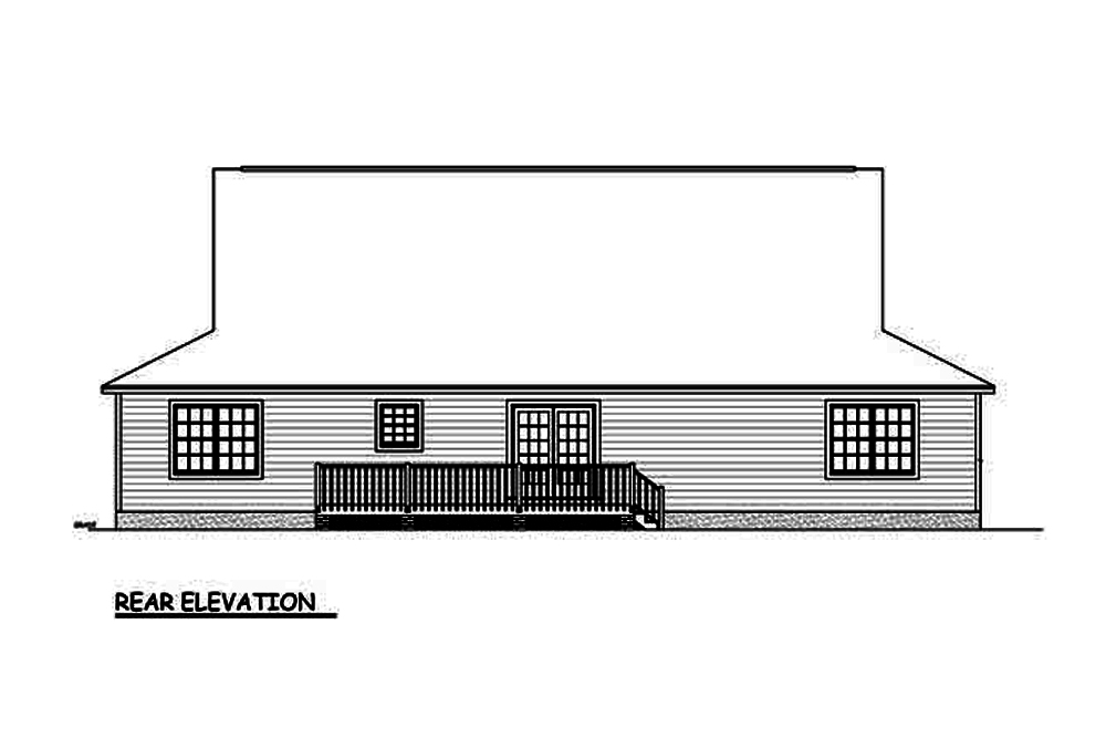 Home Plan Rear Elevation of this 3-Bedroom,1704 Sq Ft Plan -200-1024