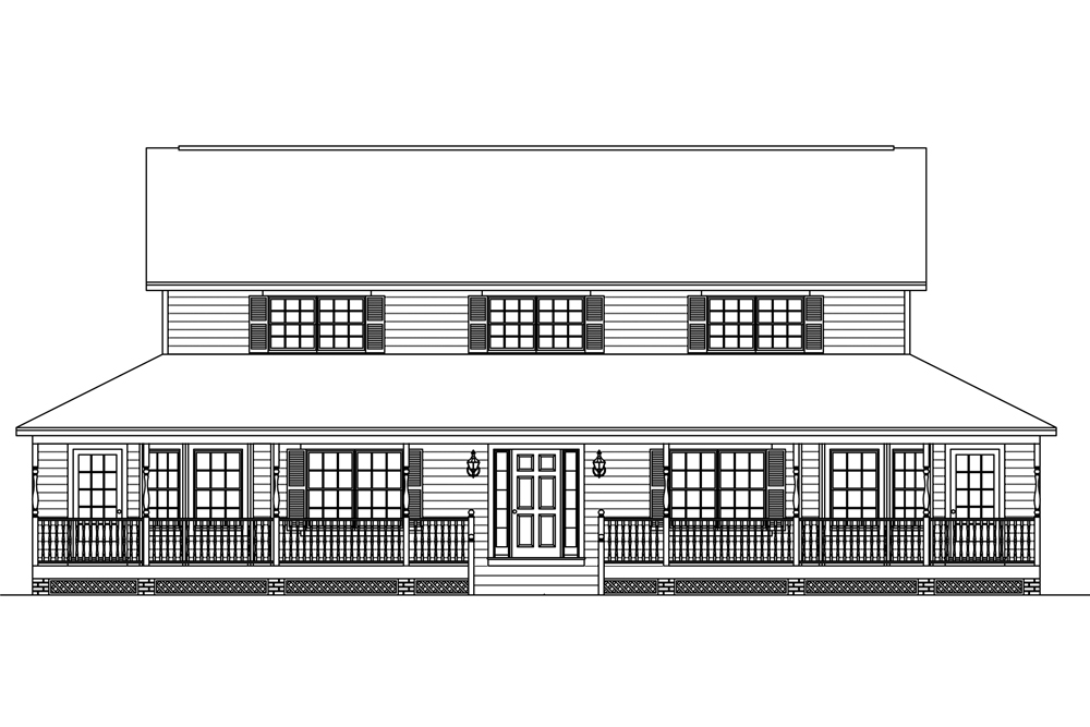 Home Plan Front Elevation of this 5-Bedroom,3130 Sq Ft Plan -200-1025