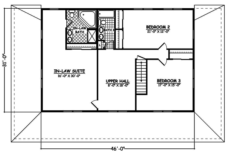 Floor Plan Second Story of Farmhouse Plan #200-1025
