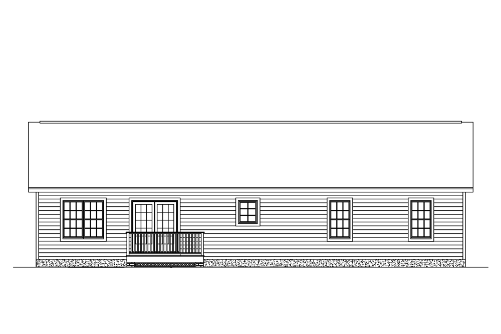 Home Plan Rear Elevation of this 3-Bedroom,1386 Sq Ft Plan -200-1027