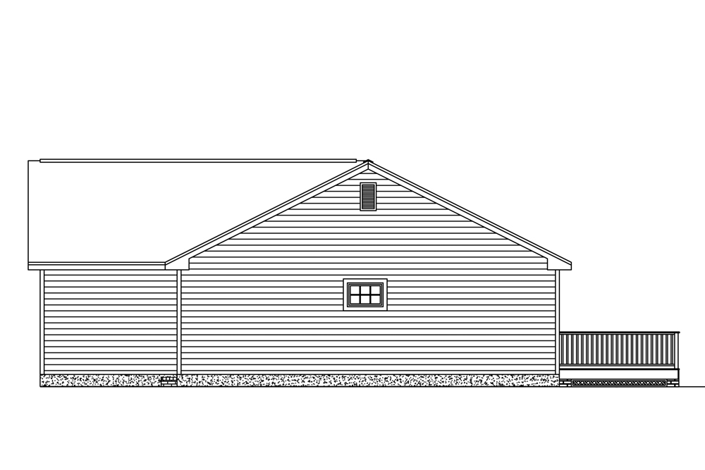 Home Plan Right Elevation of this 3-Bedroom,1386 Sq Ft Plan -200-1027