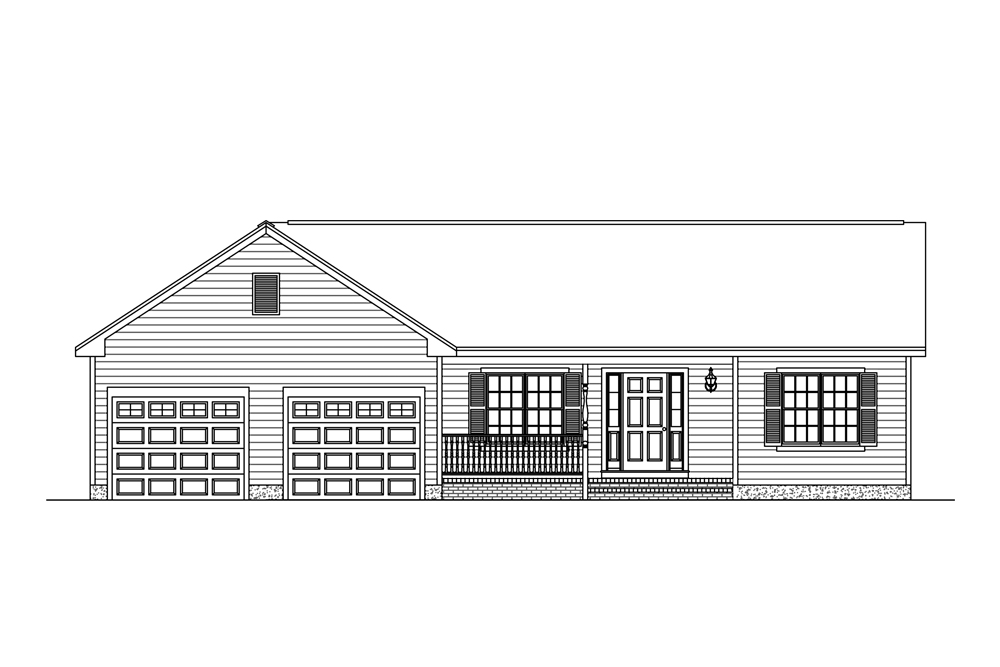 Home Plan Front Elevation of this 3-Bedroom,1386 Sq Ft Plan -200-1027