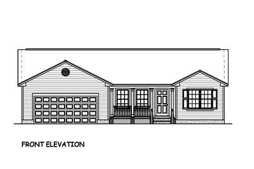 Home Plan Front Elevation of this 3-Bedroom,1419 Sq Ft Plan -200-1034