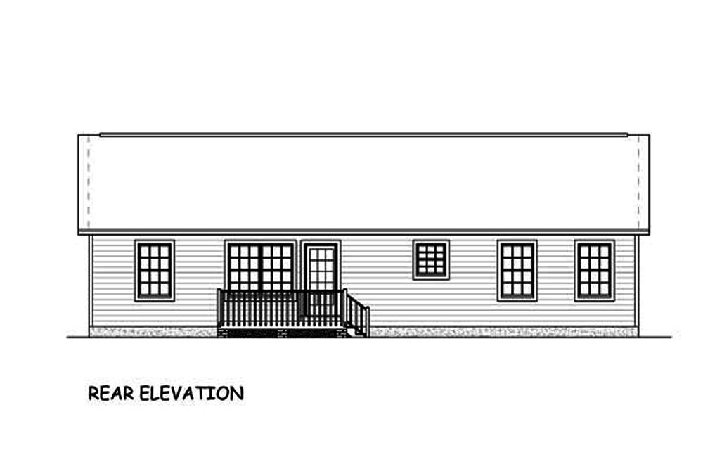 Home Plan Rear Elevation of this 3-Bedroom,1419 Sq Ft Plan -200-1034