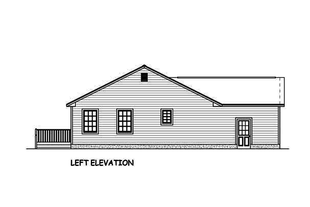 Home Plan Left Elevation of this 3-Bedroom,1419 Sq Ft Plan -200-1034