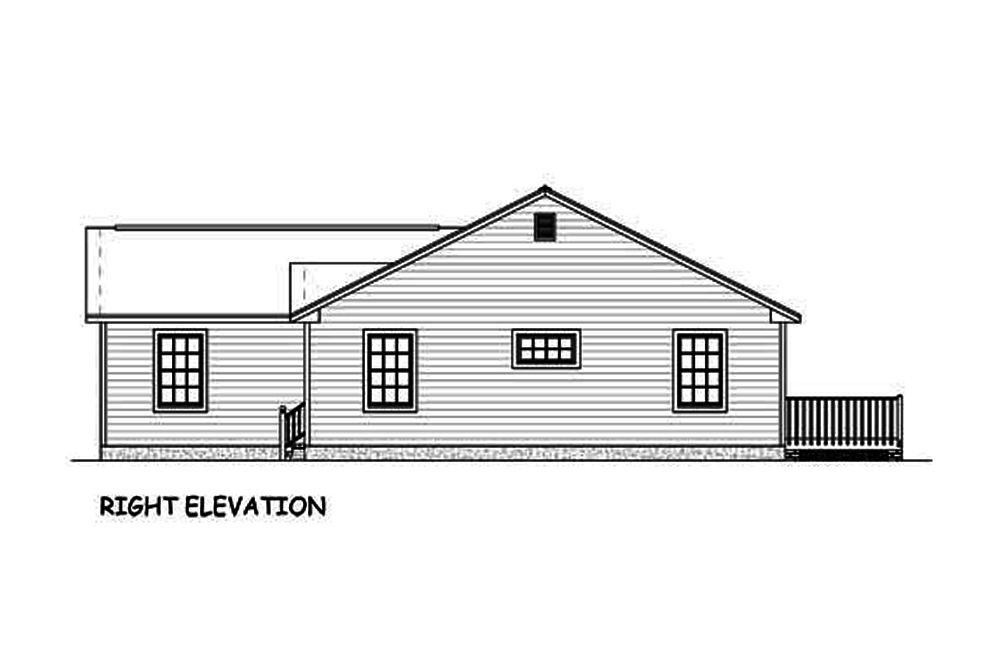 Home Plan Right Elevation of this 3-Bedroom,1419 Sq Ft Plan -200-1034