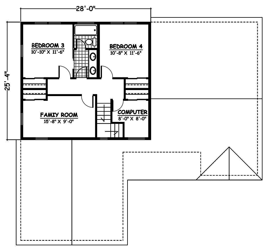 Floor Plan Second Story of Traditional Plan #200-1035