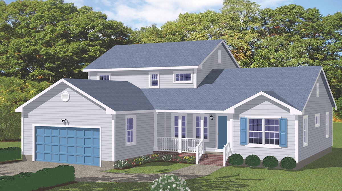 Color rendering of Traditional home plan (ThePlanCollection: House Plan #200-1035)