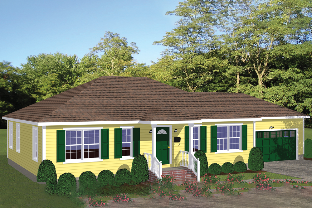 Front elevation of Cottage home (ThePlanCollection: House Plan #200-1040)