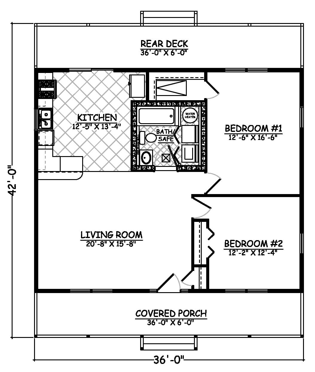 Floor Plan First Story of Cottage Plan #200-1042
