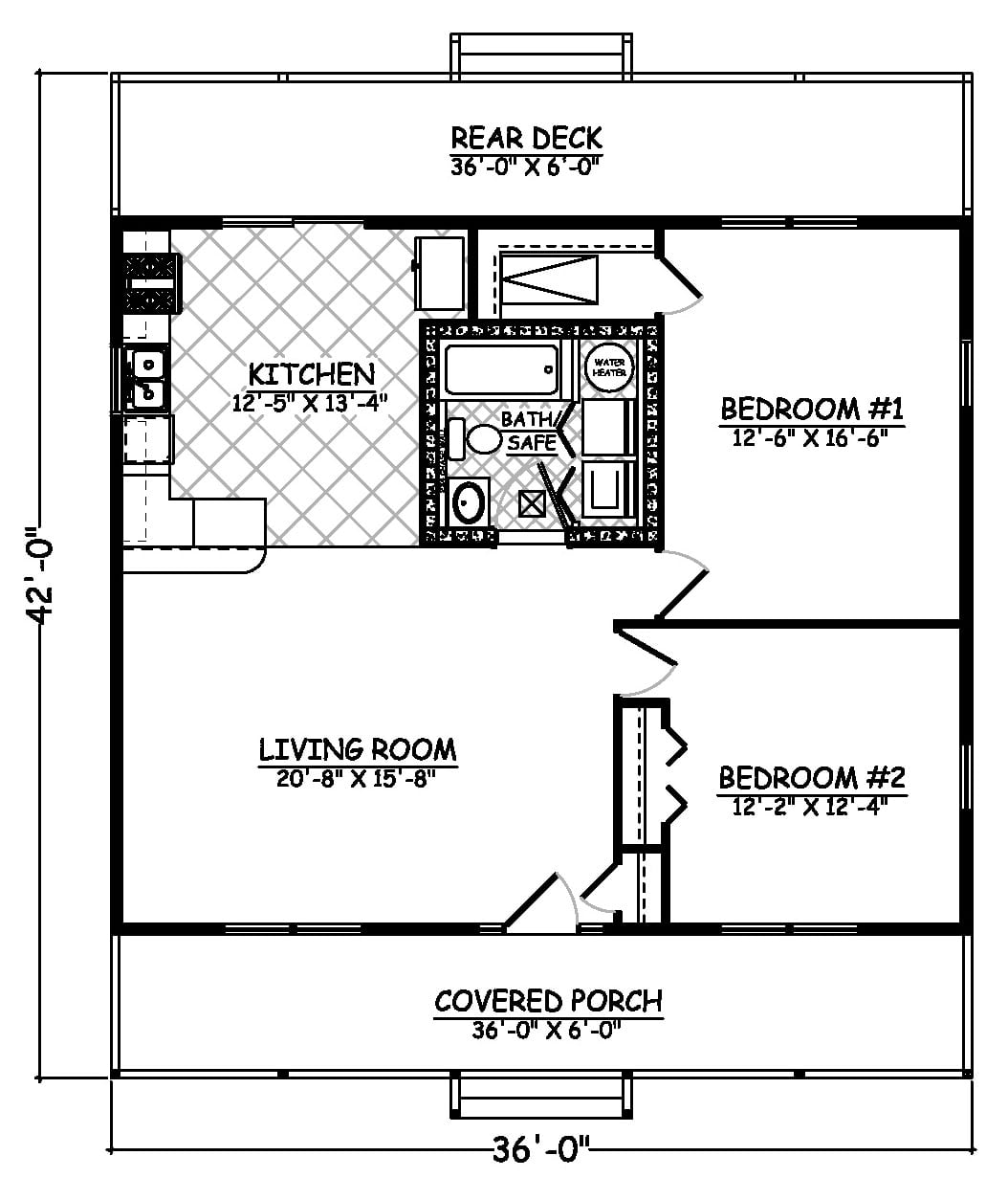 Floor Plan First Story of Cottage Plan #200-1043