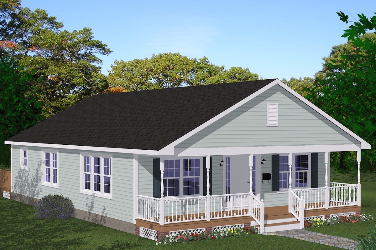 Front elevation of Cottage home (ThePlanCollection: House Plan #200-1044)