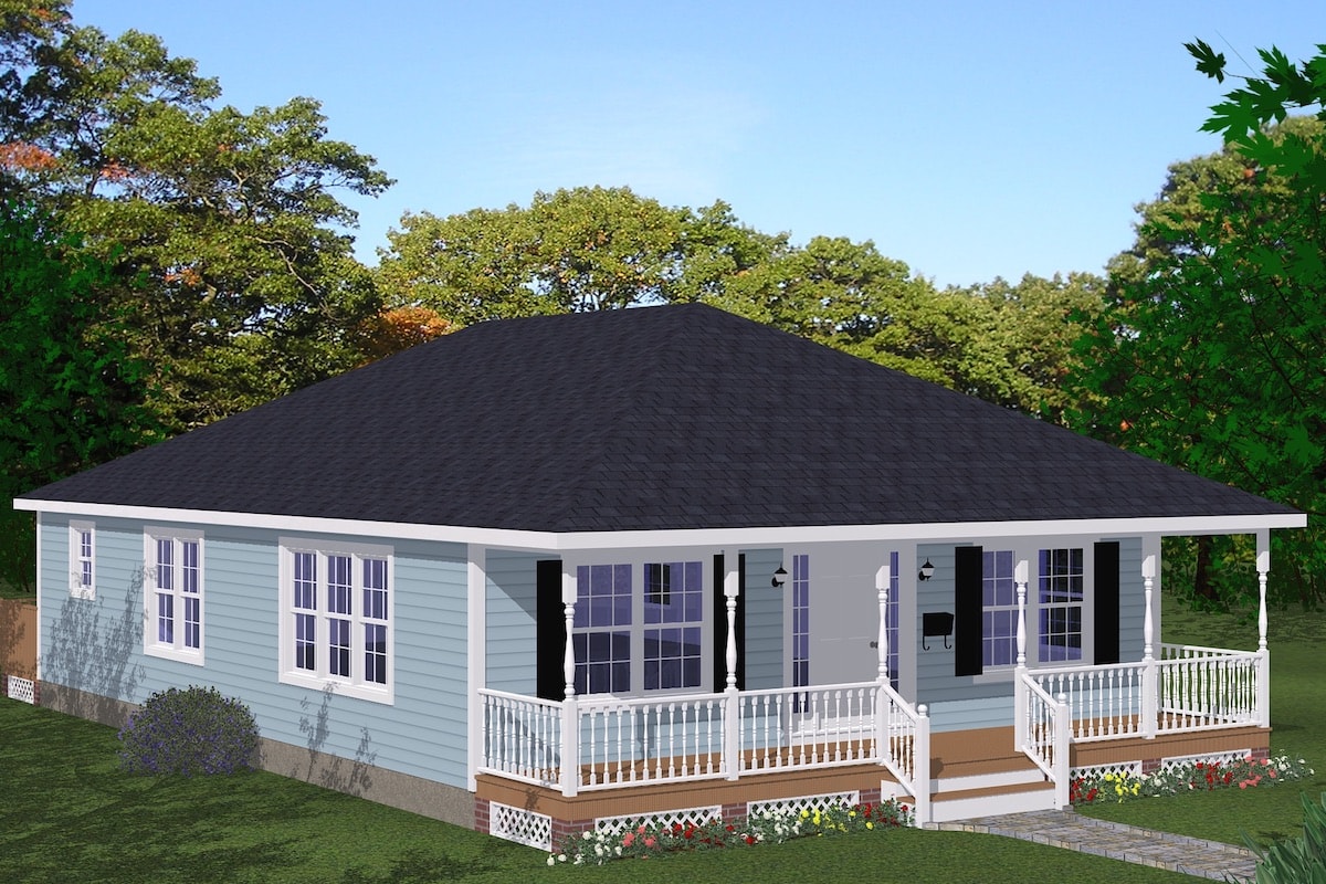 Front elevation of Cottage home (ThePlanCollection: House Plan #200-1045)