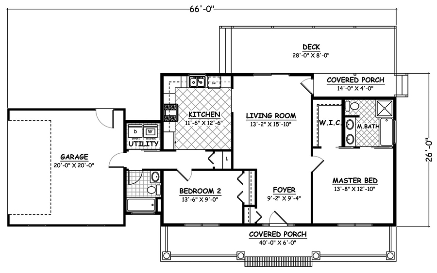 Floor Plan First Story of Traditional Plan #200-1049
