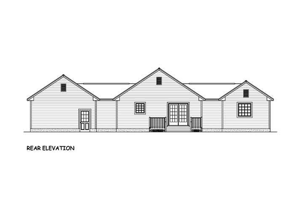 Home Plan Rear Elevation of this 3-Bedroom,1200 Sq Ft Plan -200-1050