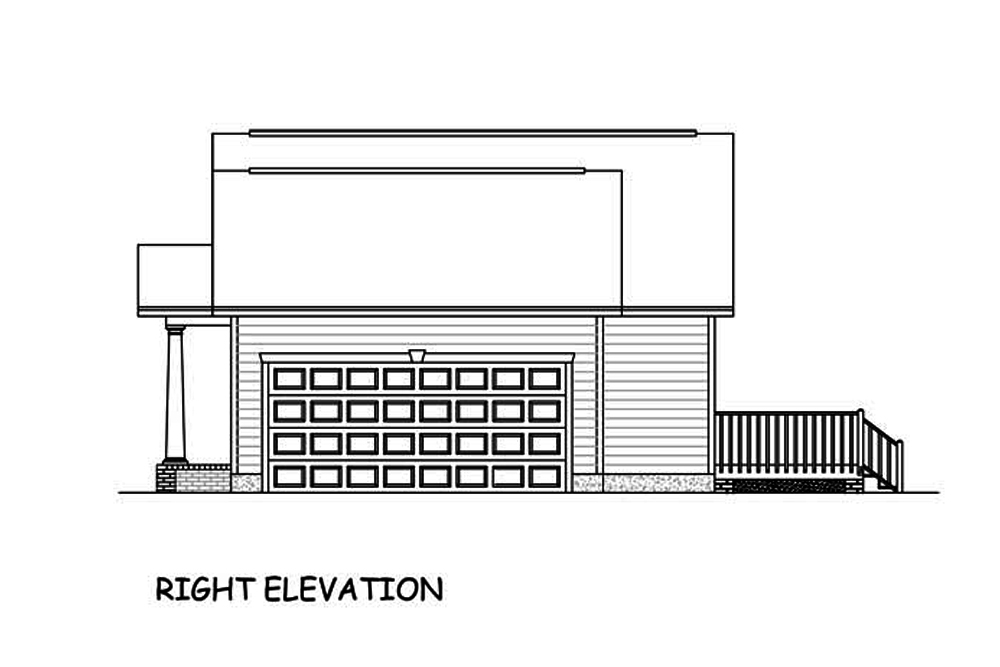 Home Plan Right Elevation of this 3-Bedroom,1200 Sq Ft Plan -200-1050