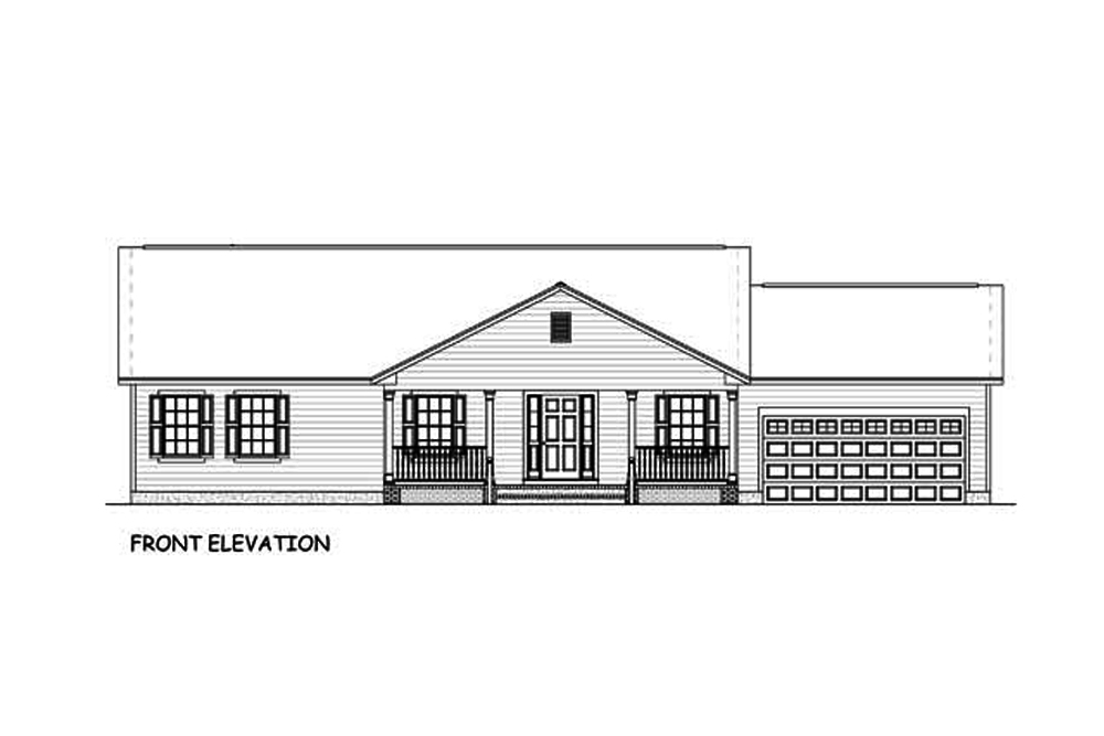 Home Plan Front Elevation of this 3-Bedroom,1392 Sq Ft Plan -200-1051