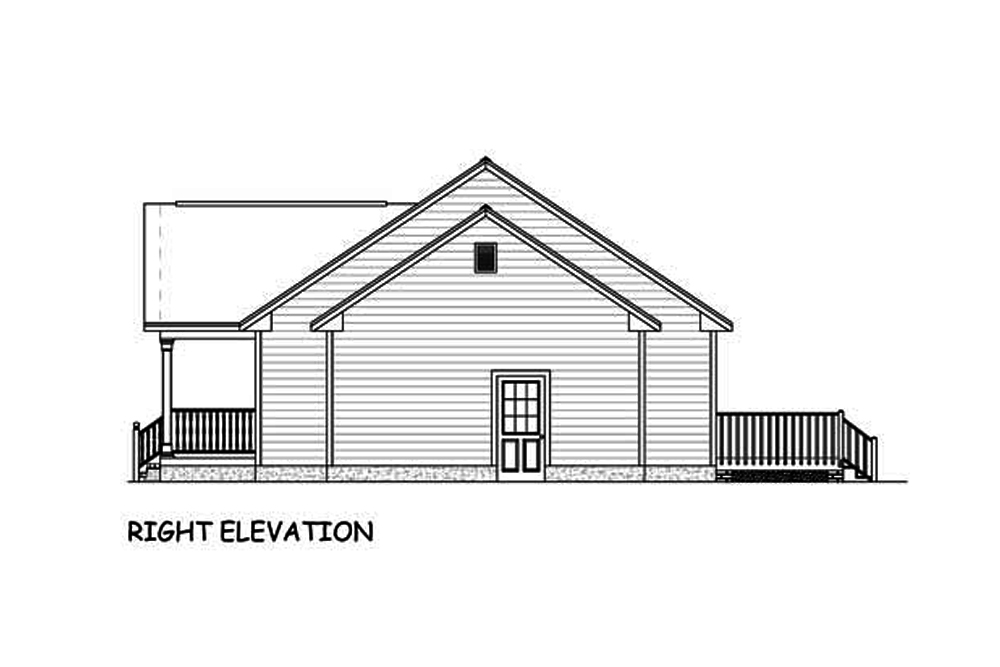 Home Plan Right Elevation of this 3-Bedroom,1392 Sq Ft Plan -200-1051