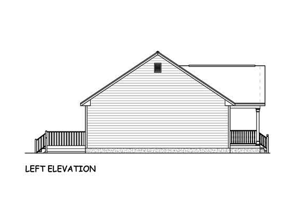 Home Plan Left Elevation of this 3-Bedroom,1392 Sq Ft Plan -200-1051
