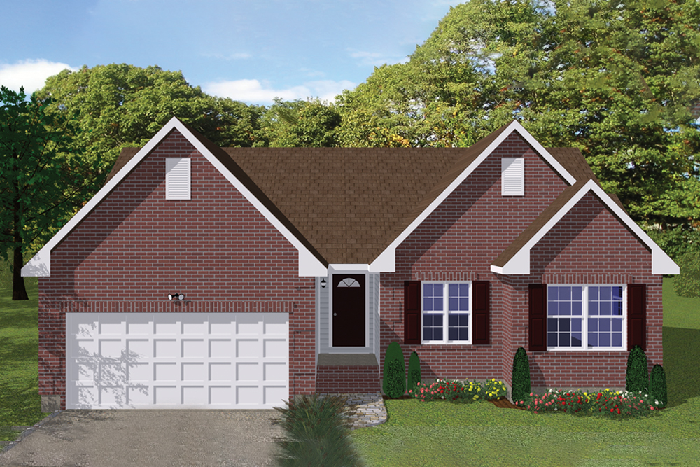 Front elevation of Ranch home (ThePlanCollection: House Plan #200-1052)