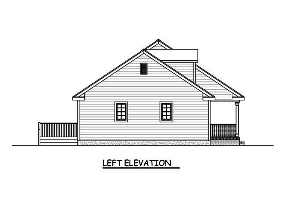 Home Plan Left Elevation of this 3-Bedroom,1324 Sq Ft Plan -200-1053