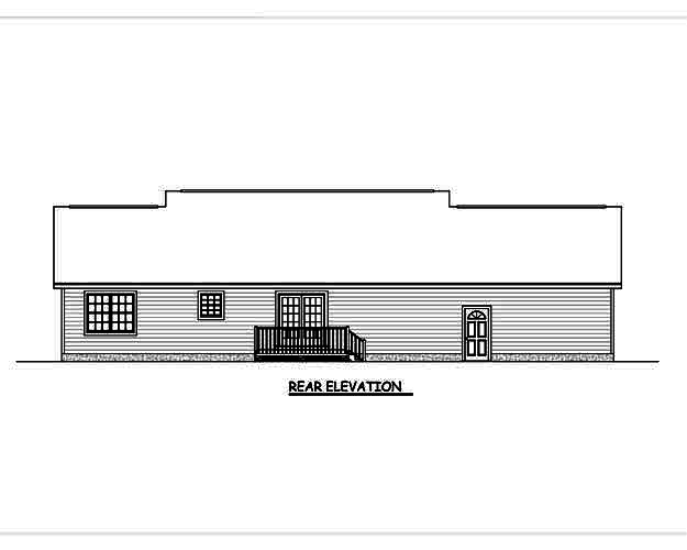 Home Plan Rear Elevation of this 3-Bedroom,1324 Sq Ft Plan -200-1053