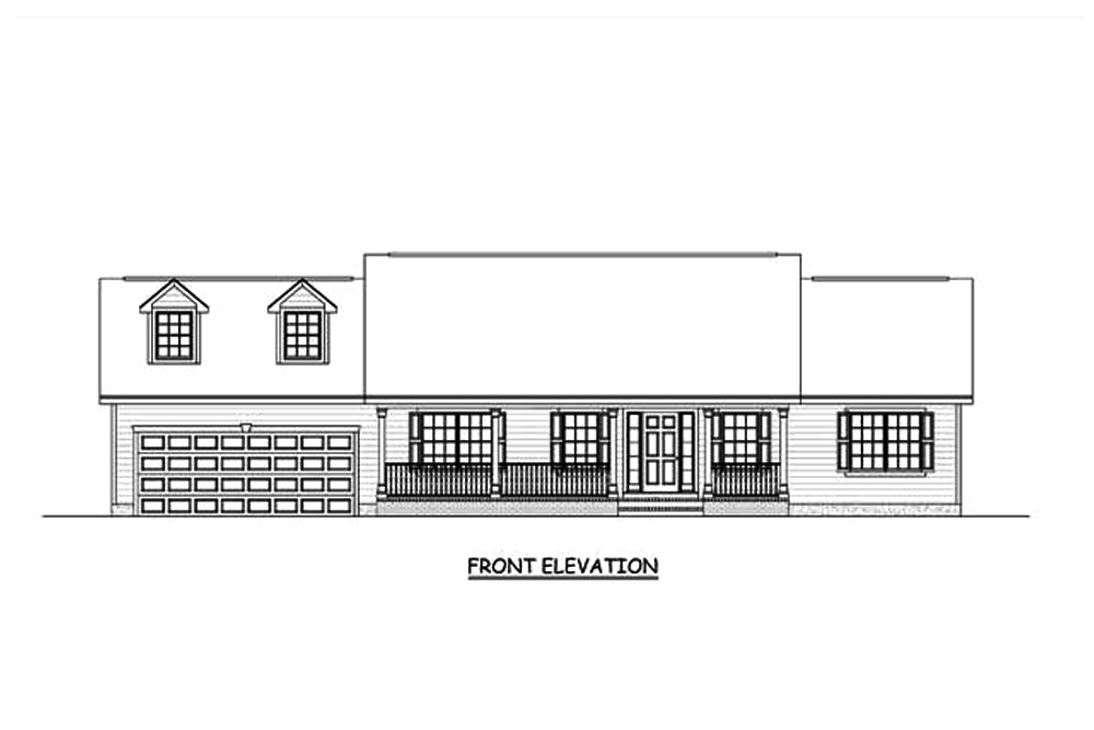 Home Plan Front Elevation of this 3-Bedroom,1324 Sq Ft Plan -200-1053
