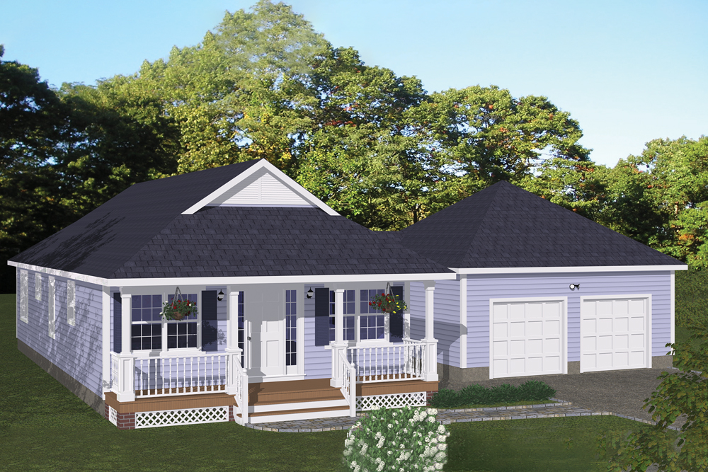 Front elevation of Cottage home (ThePlanCollection: House Plan #200-1055)