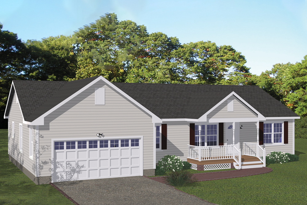 Front elevation of Ranch home (ThePlanCollection: House Plan #200-1056)