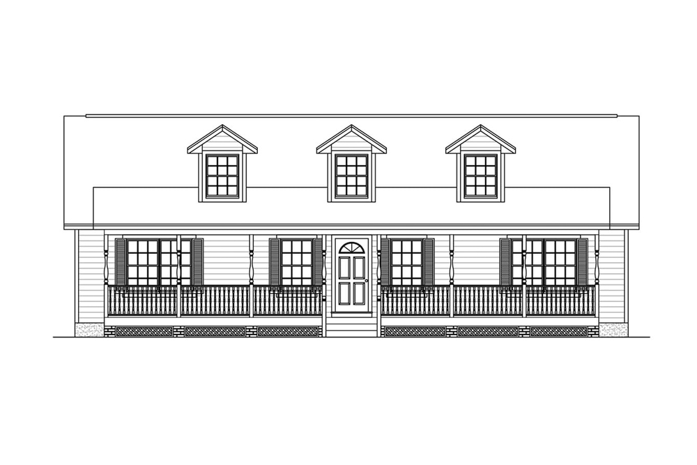 Home Plan Front Elevation of this 3-Bedroom,1381 Sq Ft Plan -200-1057