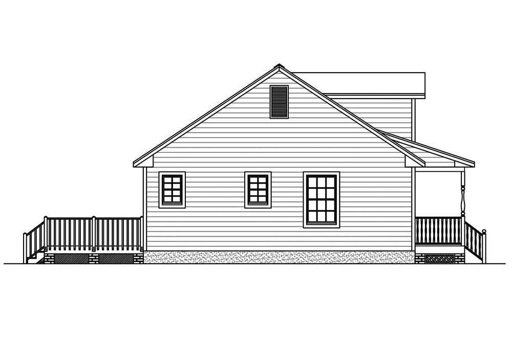 Home Plan Left Elevation of this 3-Bedroom,1381 Sq Ft Plan -200-1057