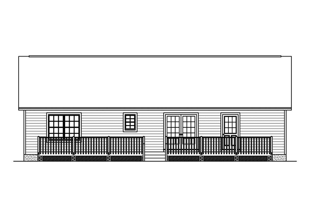 Home Plan Rear Elevation of this 3-Bedroom,1381 Sq Ft Plan -200-1057