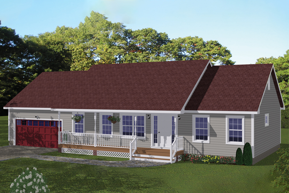 Front elevation of Ranch home (ThePlanCollection: House Plan #200-1058)