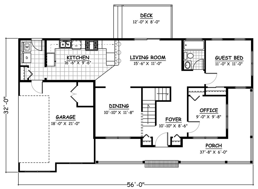 Floor Plan First Story of Farmhouse Plan #200-1061